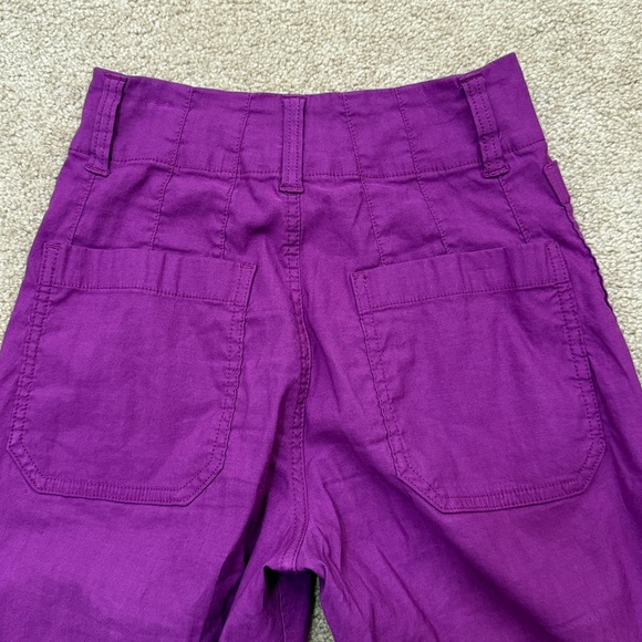 Maeve The Colette Cropped Wide Leg Vintage Inspired Linen Purple Pants Size 23 - Picture 6 of 10